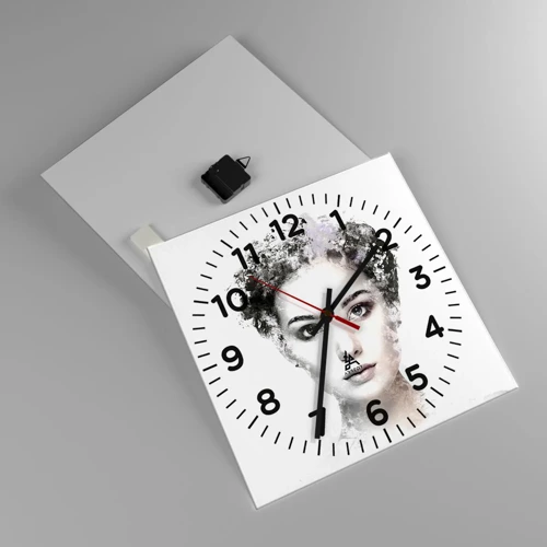 Wall clock - Clock on glass - Extremely Stylish Portrait - 40x40 cm