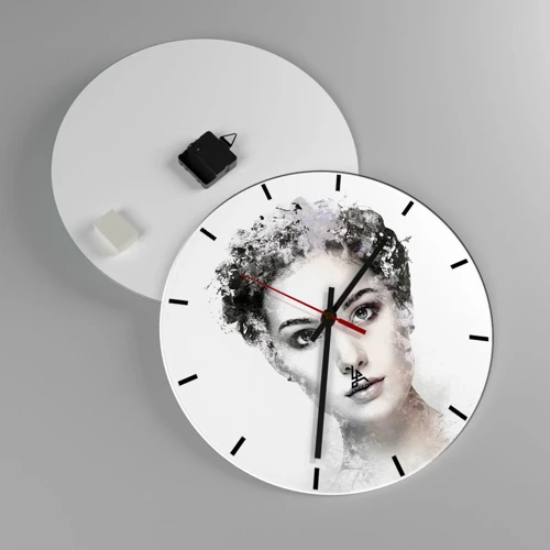 Wall clock - Clock on glass - Extremely Stylish Portrait - 40x40 cm