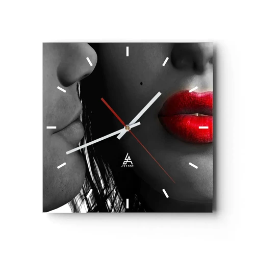 Wall clock - Clock on glass - Face by Face - 30x30 cm