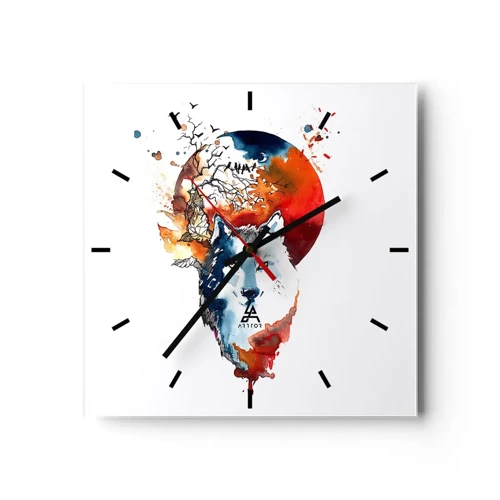 Wall clock - Clock on glass - Face to Face With the Night - 30x30 cm