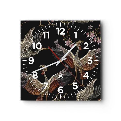 Wall clock - Clock on glass - Fairy Tale Bird - 30x30 cm