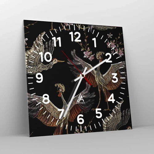 Wall clock - Clock on glass - Fairy Tale Bird - 30x30 cm