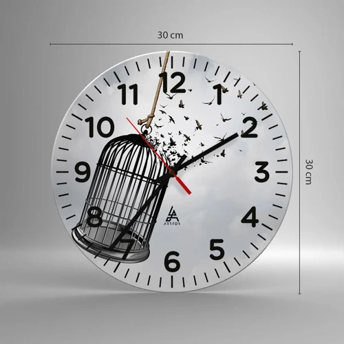 Wall clock - Clock on glass - Faith…Hope…Freedom! - 30x30 cm