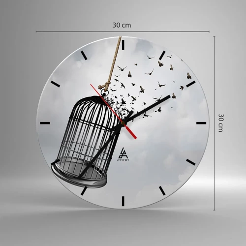 Wall clock - Clock on glass - Faith…Hope…Freedom! - 30x30 cm