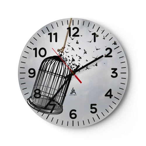 Wall clock - Clock on glass - Faith…Hope…Freedom! - 40x40 cm