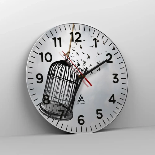 Wall clock - Clock on glass - Faith…Hope…Freedom! - 40x40 cm