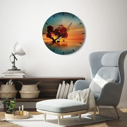 Wall clock - Clock on glass - Far Away and Lost to the World - 30x30 cm