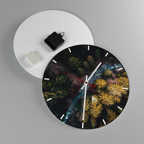 Wall clock - Clock on glass - Fast and Faster - 30x30 cm