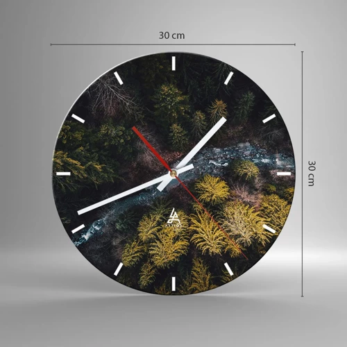 Wall clock - Clock on glass - Fast and Faster - 30x30 cm