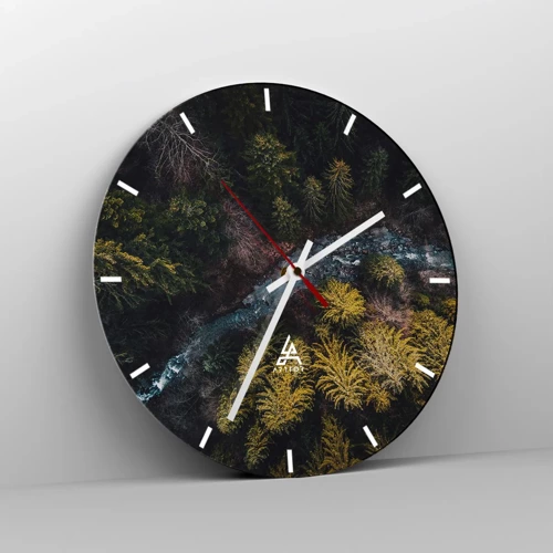 Wall clock - Clock on glass - Fast and Faster - 30x30 cm