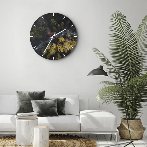 Wall clock - Clock on glass - Fast and Faster - 30x30 cm