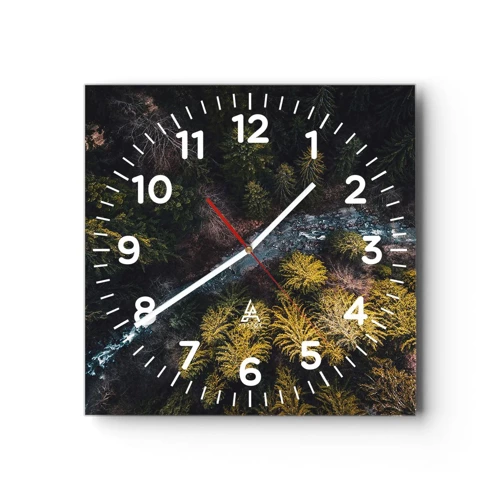 Wall clock - Clock on glass - Fast and Faster - 40x40 cm