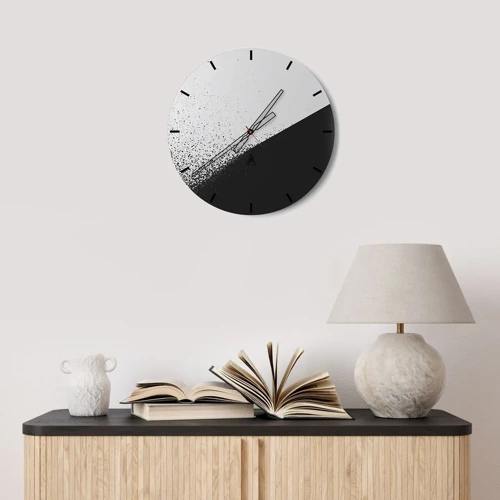 Wall clock - Clock on glass - Faster and More - 30x30 cm