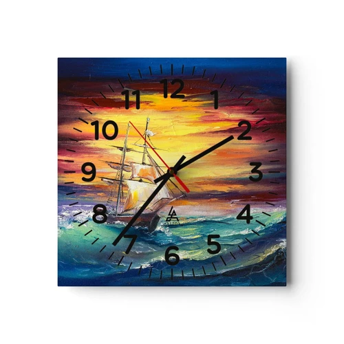 Wall clock - Clock on glass - Fearlessly towards the Waves  - 30x30 cm