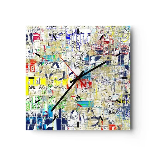 Wall clock - Clock on glass - Feast for the Eyes - 30x30 cm