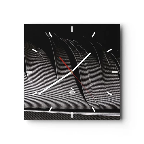 Wall clock - Clock on glass - Feather - Wonderful Constract - 30x30 cm