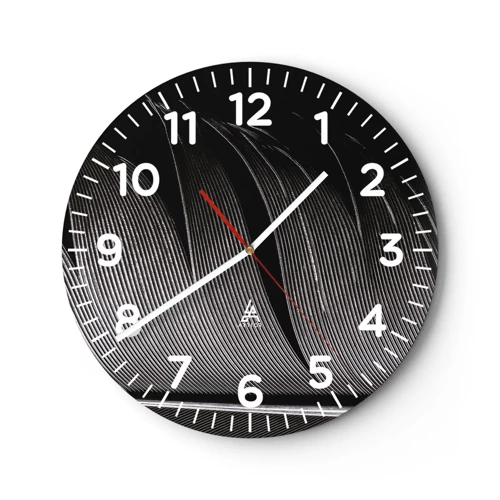 Wall clock - Clock on glass - Feather - Wonderful Constract - 30x30 cm