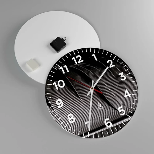 Wall clock - Clock on glass - Feather - Wonderful Constract - 40x40 cm