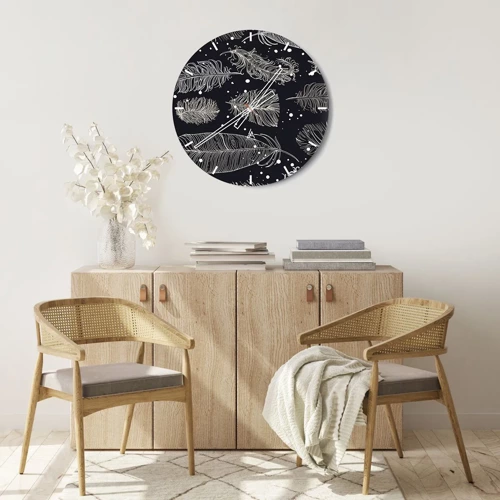 Wall clock - Clock on glass - Feathery Lace - 30x30 cm