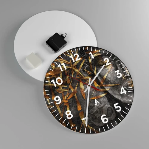 Wall clock - Clock on glass - Feel the Peace - 30x30 cm