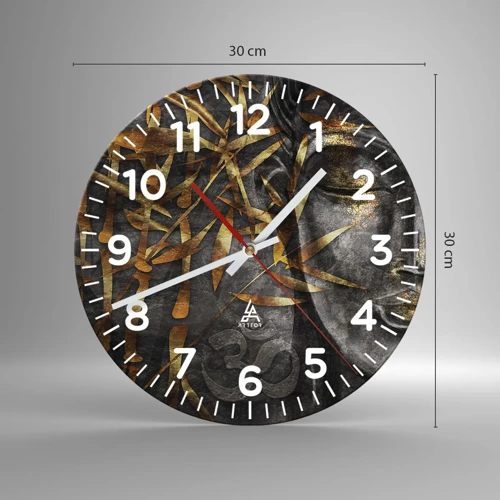 Wall clock - Clock on glass - Feel the Peace - 30x30 cm