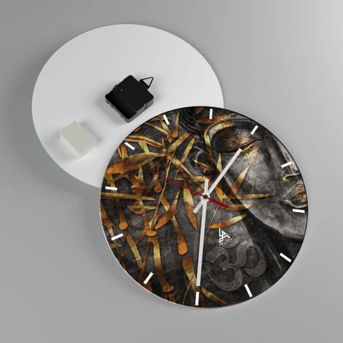 Wall clock - Clock on glass - Feel the Peace - 30x30 cm