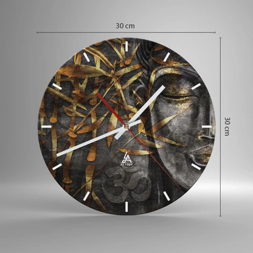 Wall clock - Clock on glass - Feel the Peace - 30x30 cm