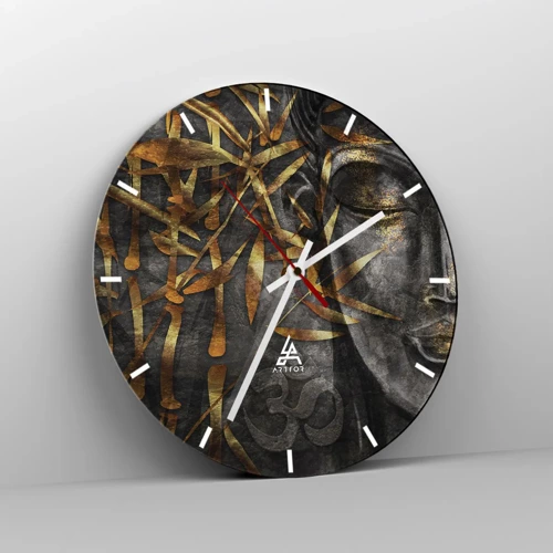 Wall clock - Clock on glass - Feel the Peace - 30x30 cm