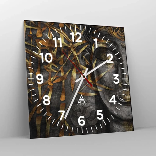 Wall clock - Clock on glass - Feel the Peace - 40x40 cm