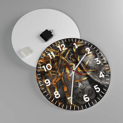 Wall clock - Clock on glass - Feel the Peace - 40x40 cm