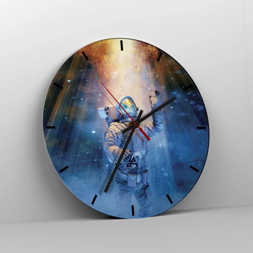 Wall clock - Clock on glass - Finally at the Destination - 30x30 cm