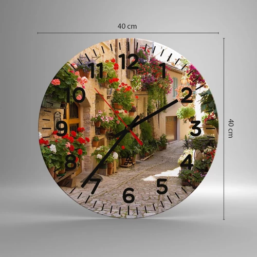 Wall clock - Clock on glass - Flood of Flowers - 40x40 cm