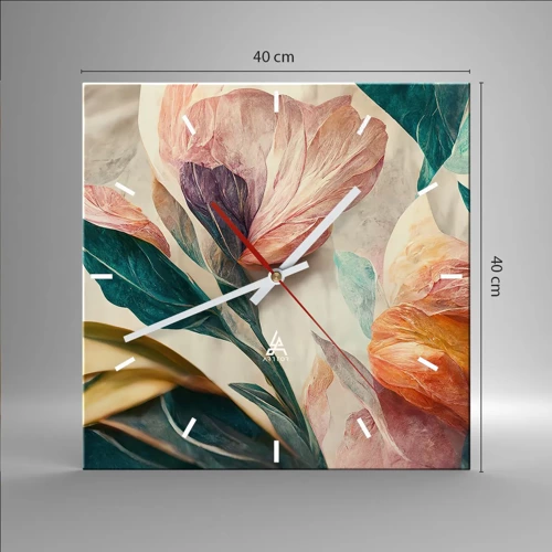 Wall clock - Clock on glass - Flowers of Southern Islands - 40x40 cm