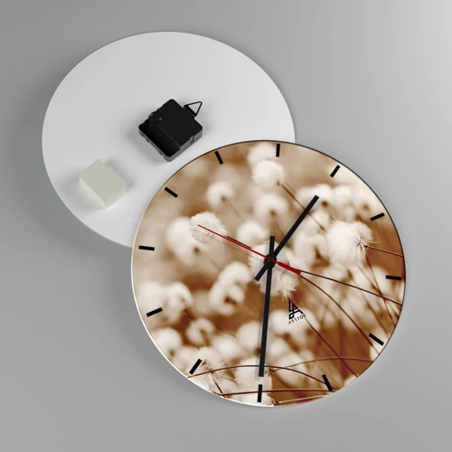 Wall clock - Clock on glass - Fluffy field - 30x30 cm