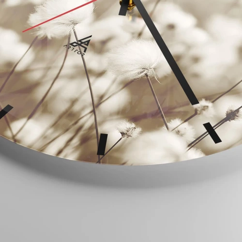 Wall clock - Clock on glass - Fluffy field - 30x30 cm