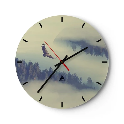 Wall clock - Clock on glass - Flying Eagle  - 30x30 cm