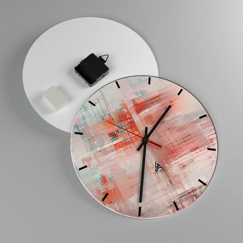 Wall clock - Clock on glass - Foggy but Pink - 30x30 cm