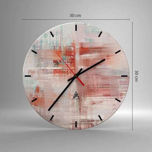 Wall clock - Clock on glass - Foggy but Pink - 30x30 cm