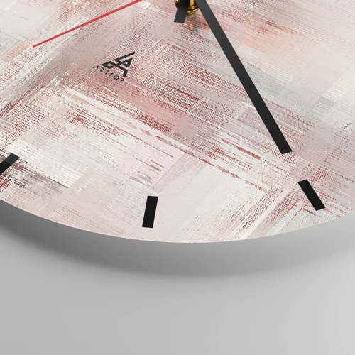 Wall clock - Clock on glass - Foggy but Pink - 30x30 cm