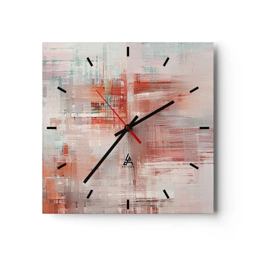 Wall clock - Clock on glass - Foggy but Pink - 40x40 cm