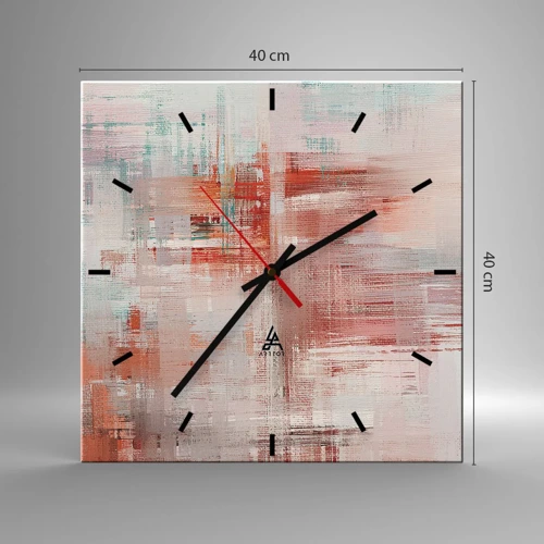 Wall clock - Clock on glass - Foggy but Pink - 40x40 cm