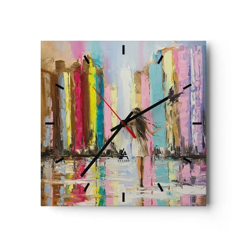 Wall clock - Clock on glass - Follow Me - 40x40 cm