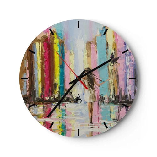 Wall clock - Clock on glass - Follow Me - 40x40 cm