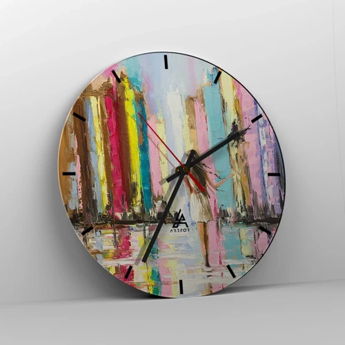 Wall clock - Clock on glass - Follow Me - 40x40 cm