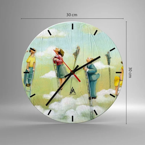 Wall clock - Clock on glass - Following the Dream - 30x30 cm