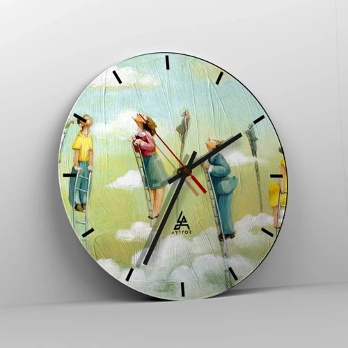 Wall clock - Clock on glass - Following the Dream - 30x30 cm