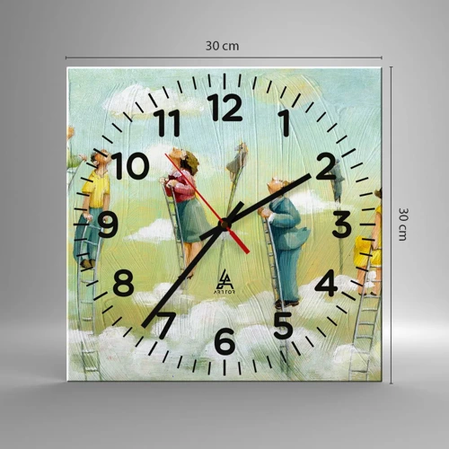 Wall clock - Clock on glass - Following the Dream - 30x30 cm