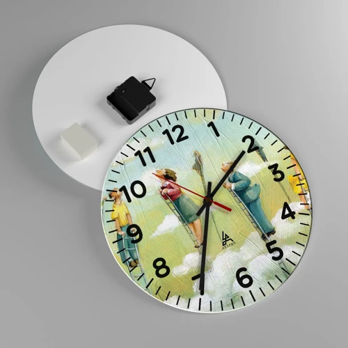 Wall clock - Clock on glass - Following the Dream - 30x30 cm