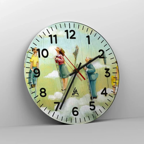 Wall clock - Clock on glass - Following the Dream - 30x30 cm