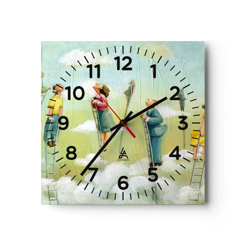 Wall clock - Clock on glass - Following the Dream - 40x40 cm